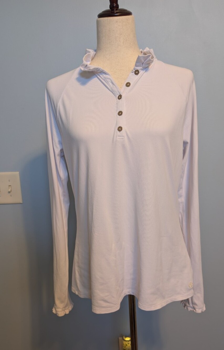 Women's Lilly Pulitzer Long Sleeve White Luxletic Shirt Size Lrg